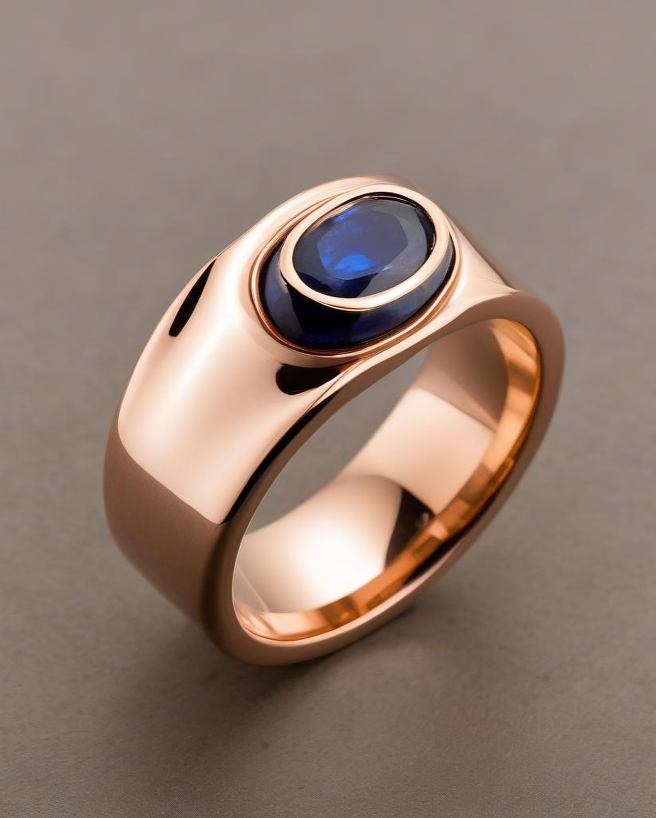Rose gold ring with a sapphire centre